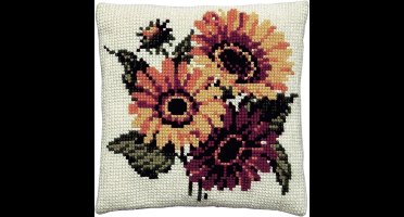 Pako borduurpakket kruissteek kussen - zonnebloemen - geprint stramien - 003.127 - DIY kit