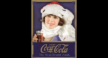 Retro Coca-Cola Wandbord 'Winter Girl' - Metaal - 30 x 40 cm