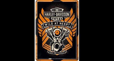 Harley Davidson Wild at Heart Metalen Postcard 10x14 cm