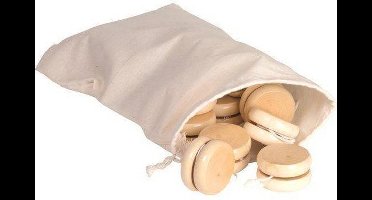 Houten Jojo's in Katoenen Tasje, 24 stuks