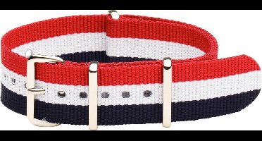 Premium Red White Blue - Nato strap 18mm - Stripe - Horlogeband Rood Wit Blauw