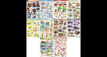 10x 3DA4 Knipvellen - Voor elk wat wils - Maak prachtig kaarten en fotoalbums