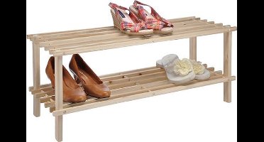 HI Schoenenrek 2-laags - natuurlijk hout - compact formaat - overzichtelijk
