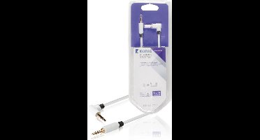 Stereo audio cable 3.5 mm male - male angled 1.00 m white
