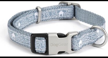 Nylon halsband Bones. Blauw, verstelbaar.