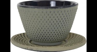 Tokyo Design Studio Arare Theekop en Schotel - 12 cl - grijsgroen