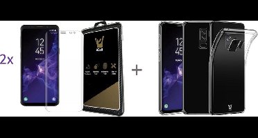 Hoesje geschikt voor Samsung Galaxy S9 - silicone gel ultra dun hoesje met 2x Glas PET Folie Screen Protector Transparant 0.2mm