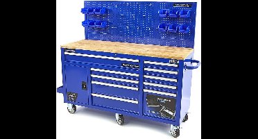 158 cm 10 Laden Werkbank met Deur en Achterwand – BLAUW