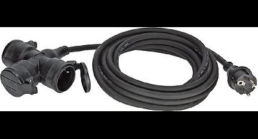 drievoudige stekkerdoos / koppel - 5 meter snoer - zwart - IP44