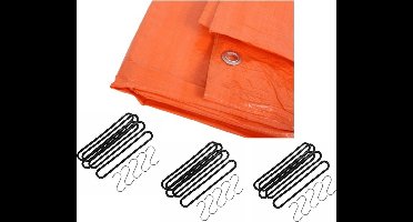 FX Tools - Afdekzeil oranje 4 x 5 meter met 15x spanrubbers en S-haken