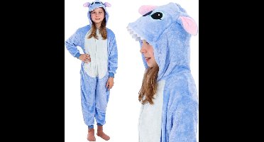 Springos Onesie Kinderen - Maat 120/130 - Blauw