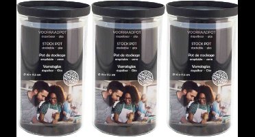 3x Stuks voorraadpotten/weckpotten stapelbaar - Glas - 10 x 17,5 cm