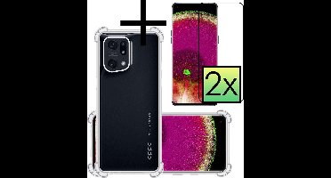 Hoesje - Met Screenprotector - 2 Stuks - Geschikt voor OPPO Find X5 Pro - Sterk & Shockproof - Siliconen Case - Back Cover - Telefoon Hoes - Shock Proof - Transparant