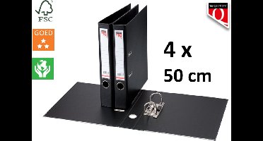 4 x Ordner Quantore - A4 - 50mm breed - PP kunststof - zwart