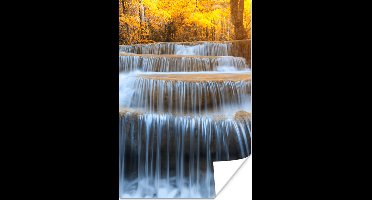 Poster Waterval - Natuur - Bomen - Herfst - Landschap - 20x30 cm