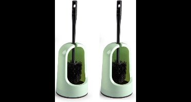 2x stuks toiletborstels/wc-borstels met houder mintgroen 40 cm - Toiletborstelhouders / wc-borstelhouders