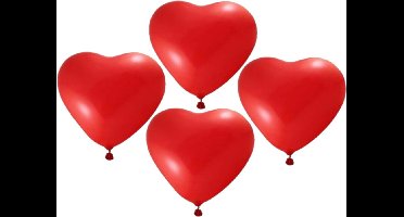 Ballonnen in rode hartjes vorm - 60x stuks - Valentijn en Liefde decoraties - latex - versieringen - 27 cm