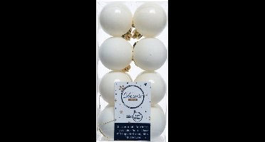 Decoris kleine kerstballen - 16x st - wol wit - 4 cm - kunststof - kerstversiering