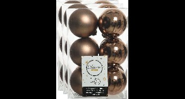 Decoris kerstballen - 36x st - walnoot bruin - D6 cm - kunststof - mat/glans - kerstversiering