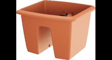 1x Kunststof balkon plantenpotten/bloempotten terracotta 29 cm - Tuin en balkon decoratie plantenpot/bloempot