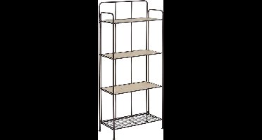 Metaal- en houtopslagplank 4 niveaus H137cm - Metaal|Hout - SILUMEN