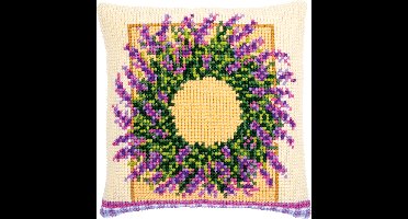 Vervaco - Kruissteekkussen kit - Lavendelkrans - PN-0173731 - Borduren - Borduurpakket - Borduurpakket volwassenen - Borduurpakket kind