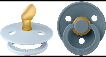 BIBS Colour speen verpakking 2 stuks, BPA-vrije fopspeen, Anatomische speen. Natuurlijk rubberlatex, Gemaakt in Denemarken. Maat 2 (6-18 maanden), Baby Blue / Petrol