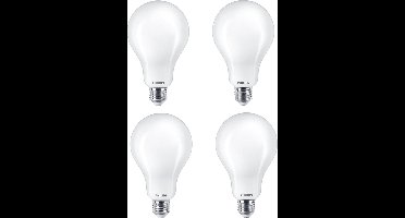 4 stuks | Philips LED lamp A95 23W 3452lm 2700K | Melkglas | Niet-Dimbaar Ø9.5cm Hoogte 16.5cm | E27 | Extra Warm Wit | 23 watt | 15.000 Branduren