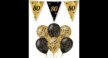 Paperdreams - Verjaardag 80 jaar feest pakket zwart/goud party-time