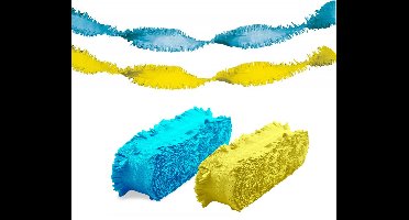 Folat versiering slingers combi set blauw/geel 24 meter crepe papier