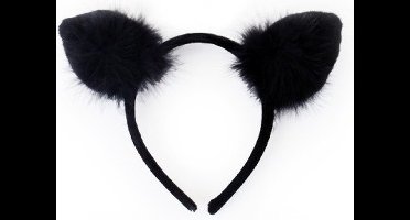 Diadeem kat met plushe zwart