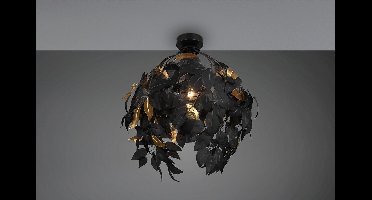 REALITY LEAVY - Plafondlamp - Zwart mat - excl. 1x E27 28 W - Plafondbevestiging - Patroon bescherming