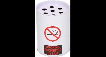 Kleine asbak met deksel - wit - 7.5 x 10 cm - metaal - Fun asbakken