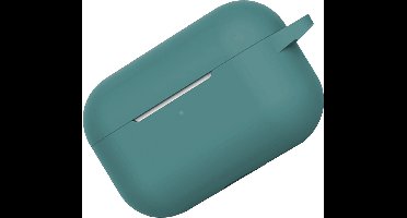 Hoes - Geschikt voor Apple AirPods Pro 2 - Siliconen Hoesje met Clip - Silicone Case Cover - Donkergroen