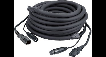 Combikabel DAP FP1210B - IEC/XLR M - IEC/XLR F DMX 10 m Zwart