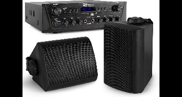 Geluidsinstallatie met Bluetooth - PV220BT 2-zone versterker audio + 2 BGO40 zwarte 4'' speakers