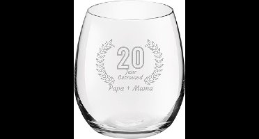 Gegraveerde Drinkglas 39cl Papa + mama 20 jaar getrouwd