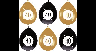 Haza Ballonnen - 40 jaar - leeftijd verjaardag - 6 stuks - 30 cm - versiering