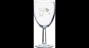 Gegraveerde wijnglas 24,5cl Wat een topper is die juf