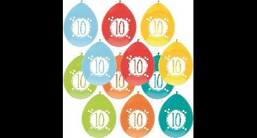 Haza party Ballonnen - 10 jaar - leeftijd verjaardag - 12x stuks - 30 cm - versiering - feestartikelen