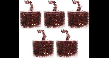 Decoris Kerstslinger - 5x - rood - folieslinger - 700 cm - Kerstversiering en decoratie