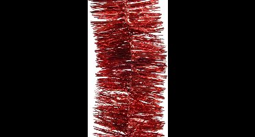 Decoris Kerstslinger - 2x - rood - lametta - 270 cm - glanzend - guirlande - kerstboomslinger
