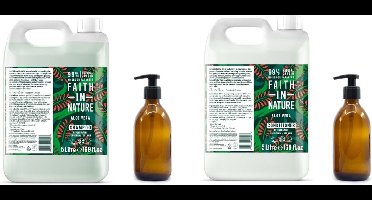 FAITH IN NATURE - Shampoo & Conditioner Aloe Vera Refill - 2 x 5 Liter= 10 liter - nu met 2 Gratis glazen refill flessen 500ml