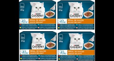 4x Gourmet Perle - Sauce Delight Vlees & Vis - Kattenvoer - 12x85g