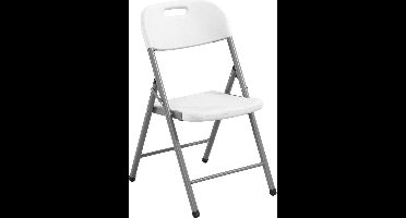 Perel Witte klapstoel voor binnen en buiten, kunststof, ruimtebesparend, ideaal voor evenementen, feesten en catering, met stalen frame en weerbestendige zitting