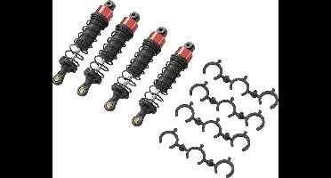 Reely 1:10 Hydraulische schokdempers aluminium Rood (metallic) Met veren Zwart 80 mm 4 stuk(s)