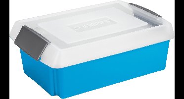 Sunware opslagbox - 30 liter - blauw - 60 x 40 x 17 cm - kunststof - met afsluitbare extra hoge deksel