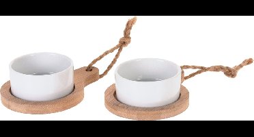 Excellent Houseware Serveerschaaltjes - 2st - porselein - op serveerplankjes - 8 x 4 cm