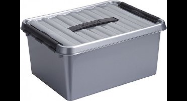 3x sunware q-line opberg box/opbergdoos - 15 liter - 40 x 30 x 18 cm - kunststof - opslagbox - grijs