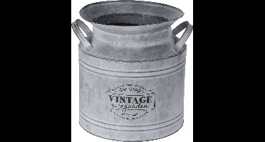 Decoratieve zinken melkbus vaas/container 21 x 22 cm voor droogbloemen/takken/kunstbloemen of als decoratie